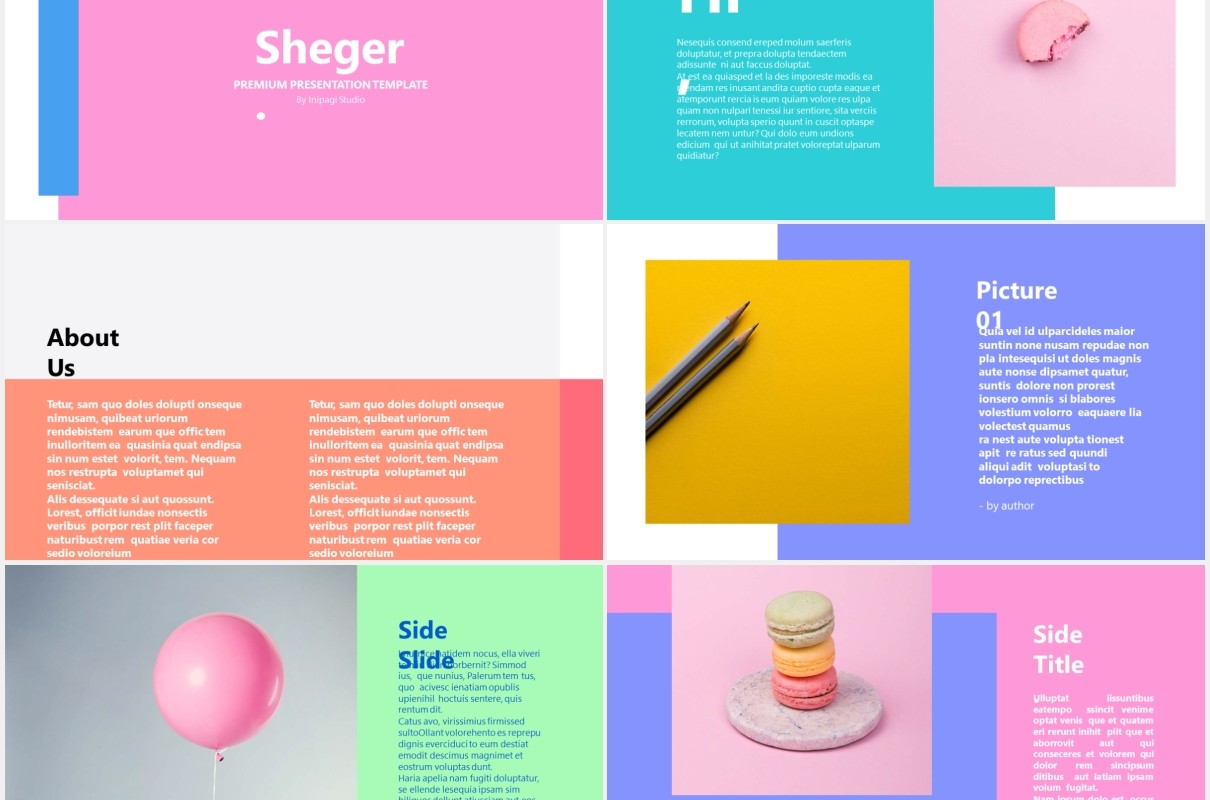 彩色马卡龙个人展示公司产品介绍PPT模板SHEGER Presentation Template