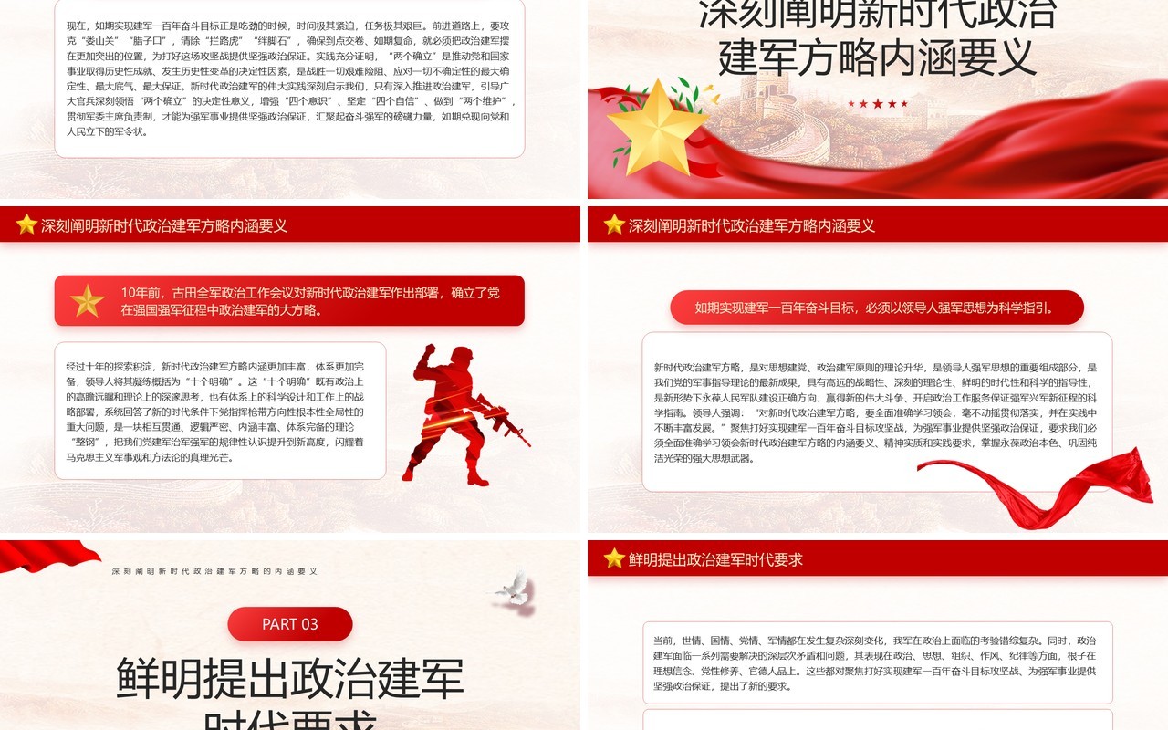 打好实现建军一百年奋斗目标的政治宣言PPT模板