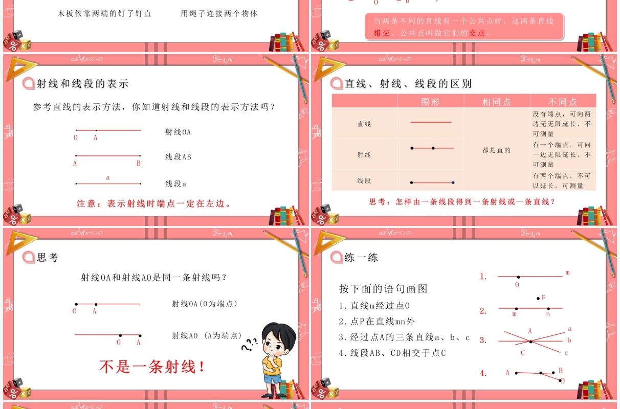 部编版七年级数学上册直线射线线段课件PPT模板