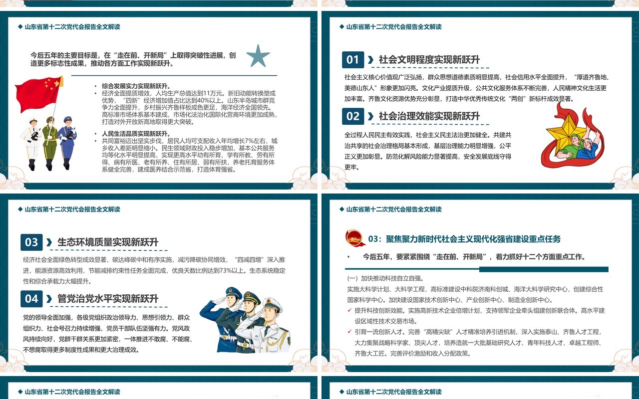 绿色中国风山东省第十二次代表大会PPT模板