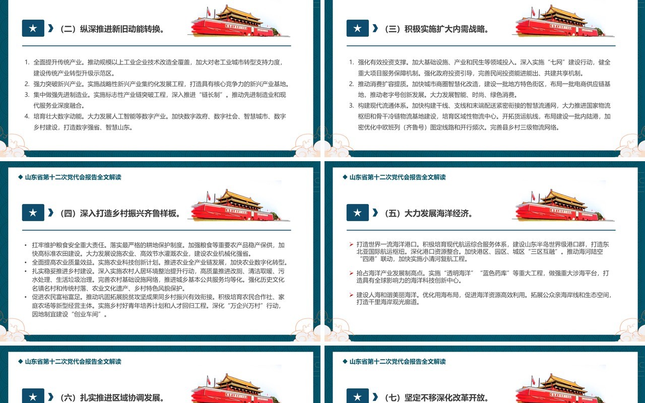 绿色中国风山东省第十二次代表大会PPT模板