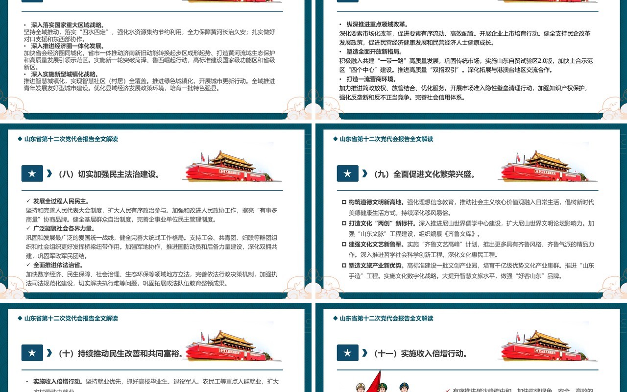 绿色中国风山东省第十二次代表大会PPT模板