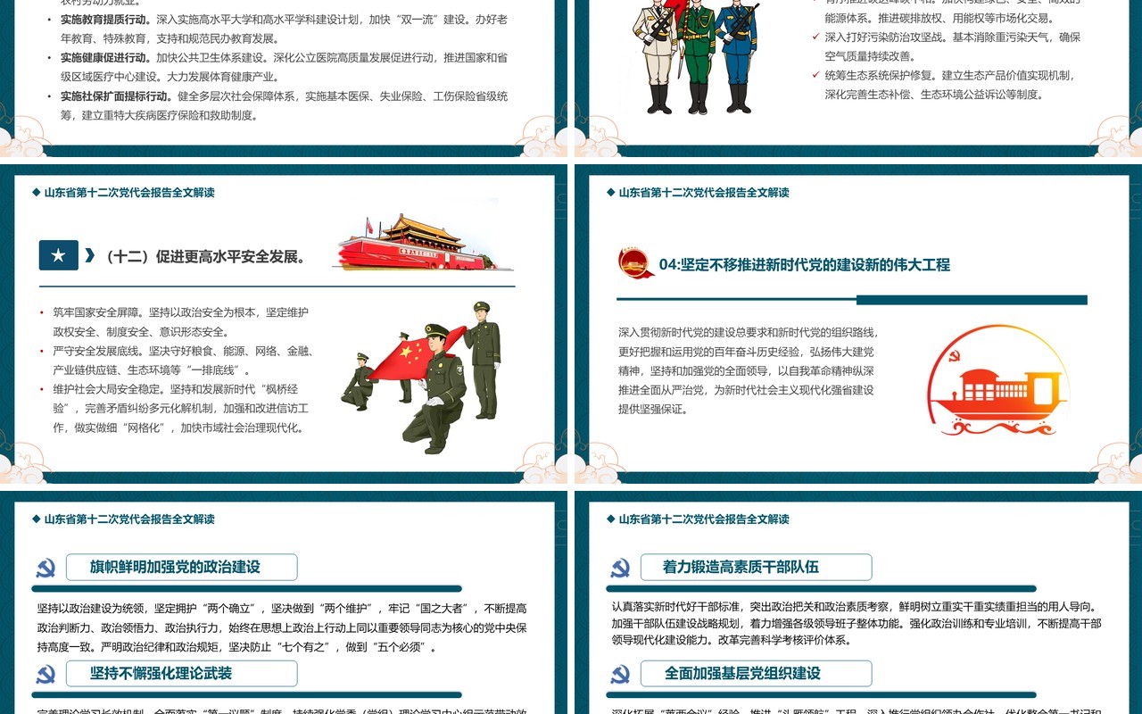 绿色中国风山东省第十二次代表大会PPT模板