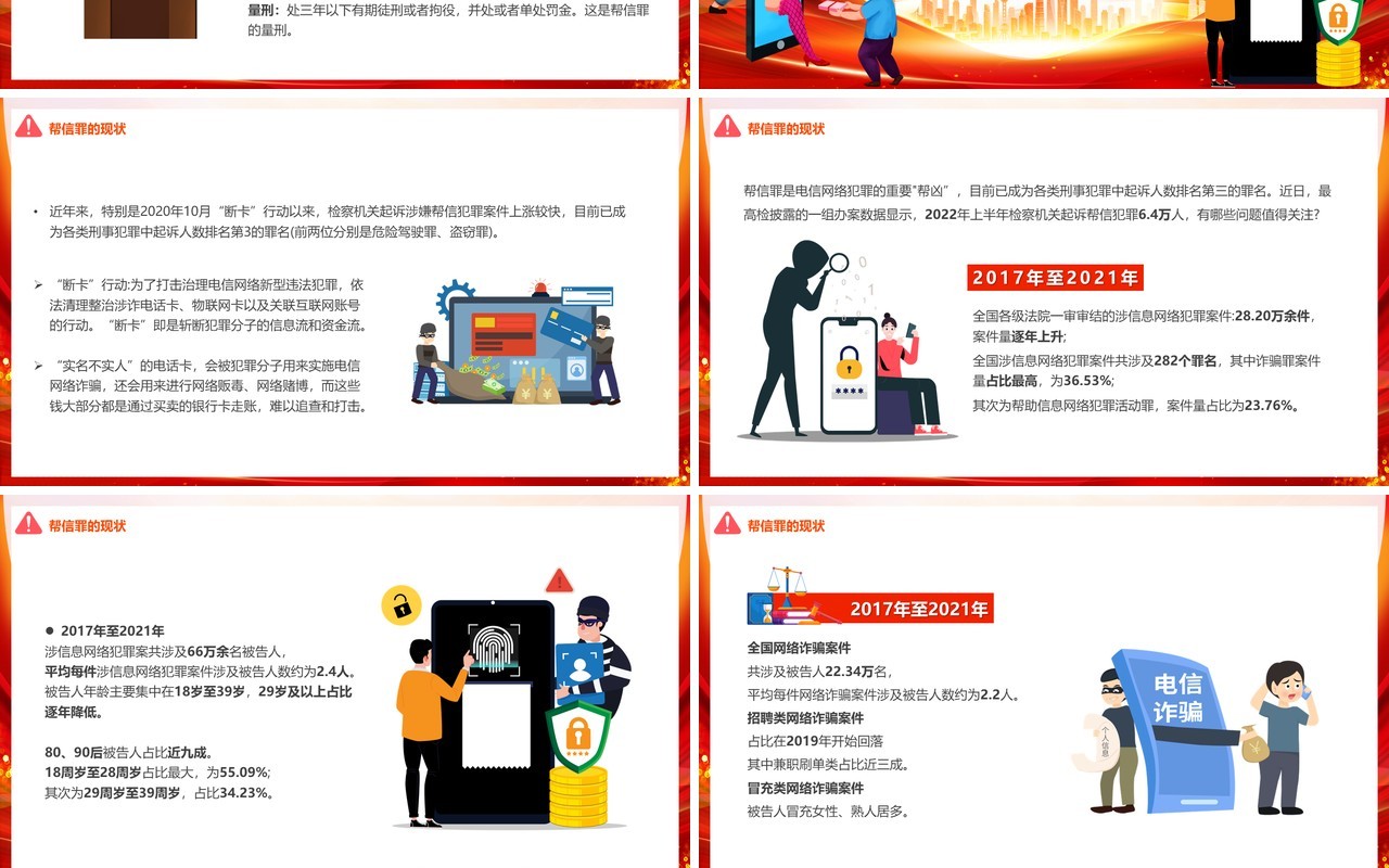 红色帮助信息网络犯罪活动帮信罪宣传PPT模板