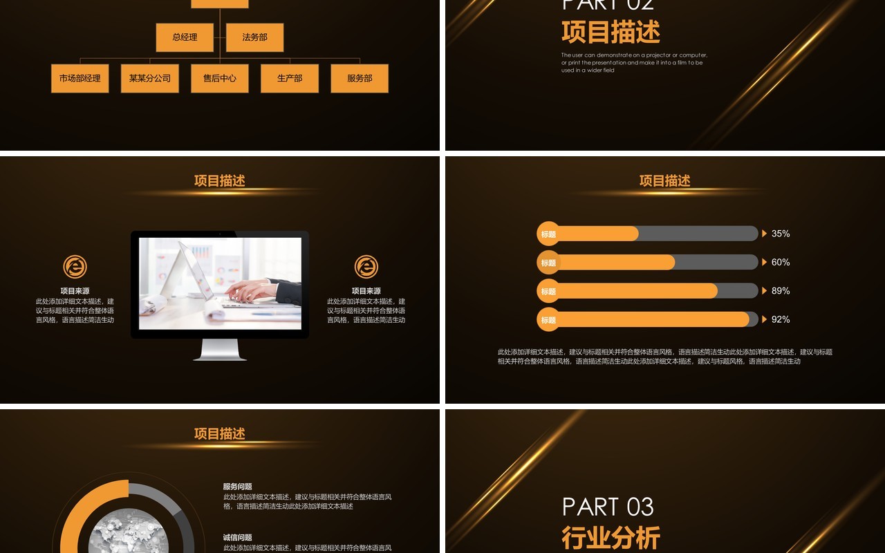 深色创业商务计划书PPT模板