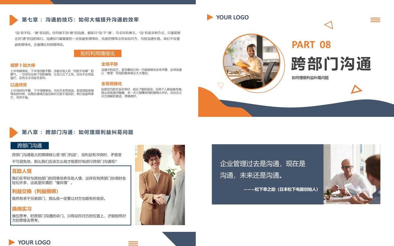 蓝色简约商务企业培训共情沟通PPT模板