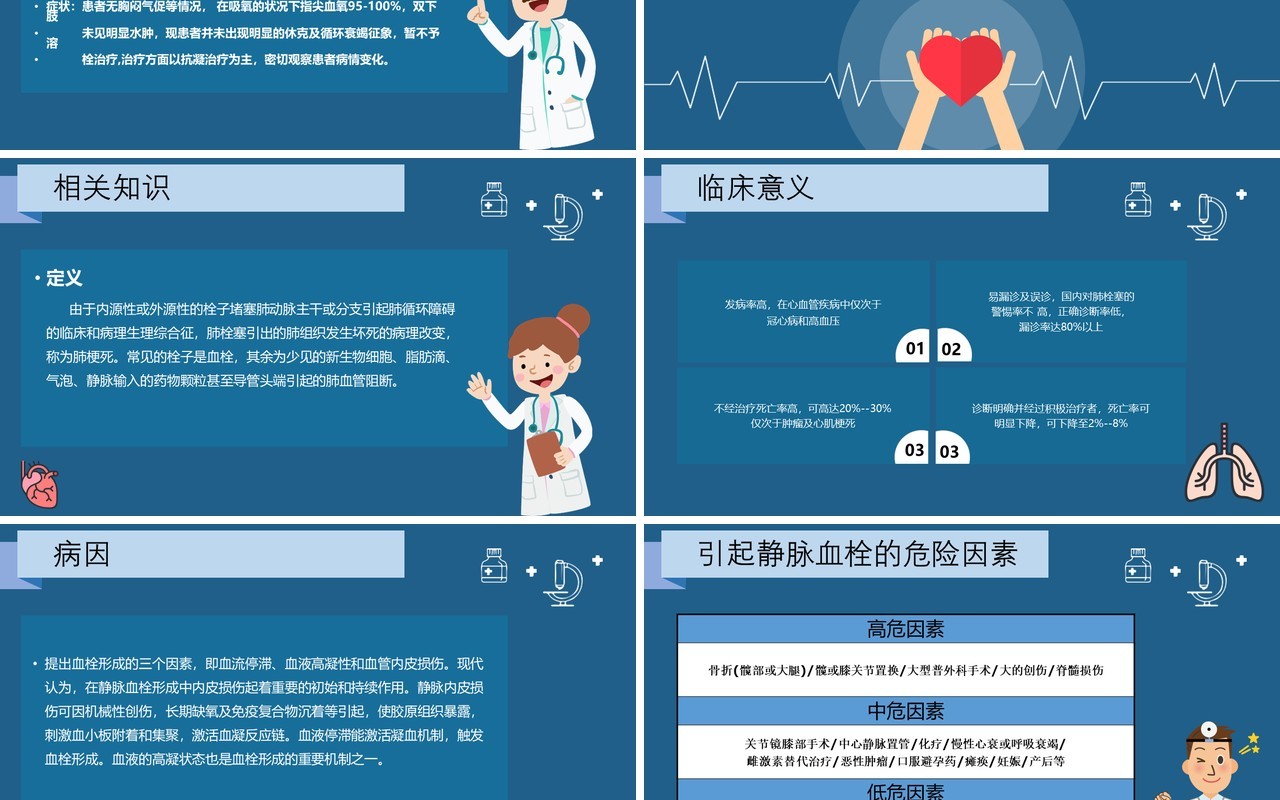 深蓝色脑栓塞病人的护理查房PPT模板