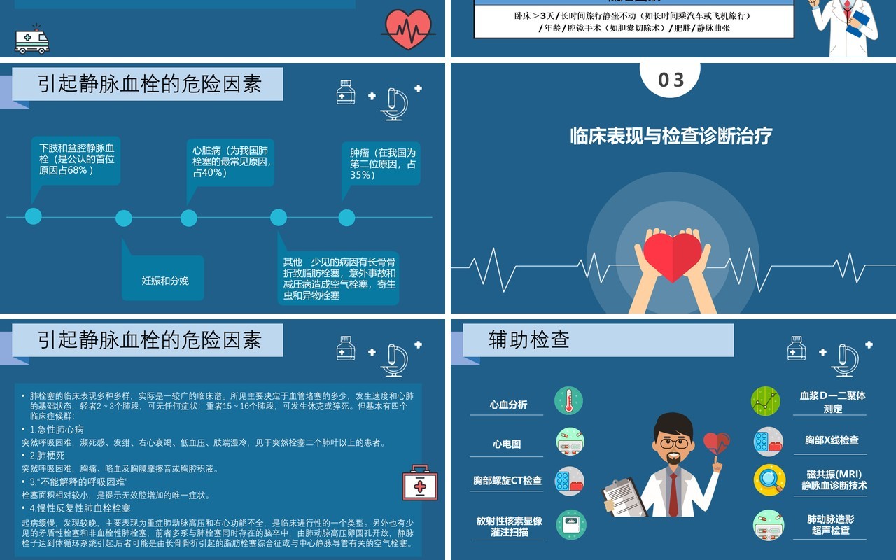 深蓝色脑栓塞病人的护理查房PPT模板