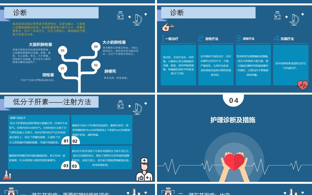 深蓝色脑栓塞病人的护理查房PPT模板