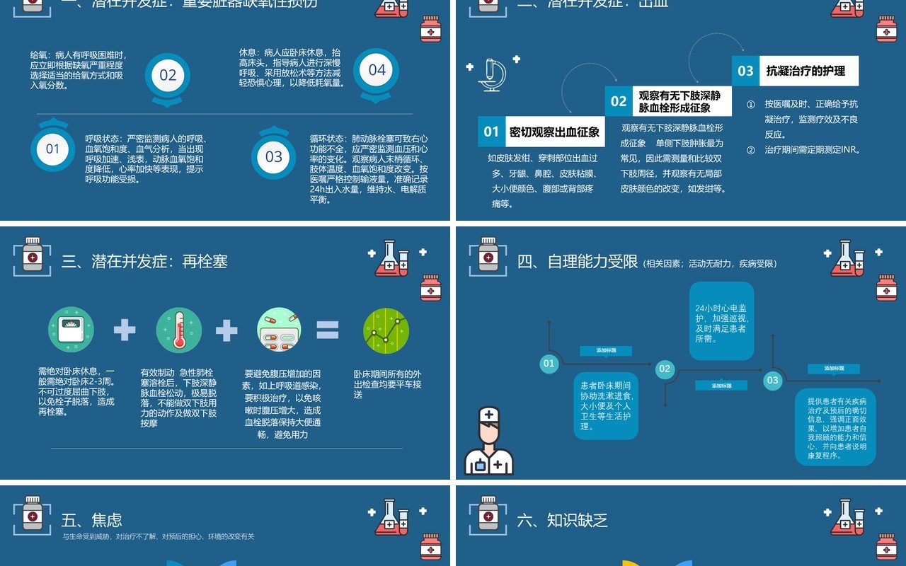深蓝色脑栓塞病人的护理查房PPT模板