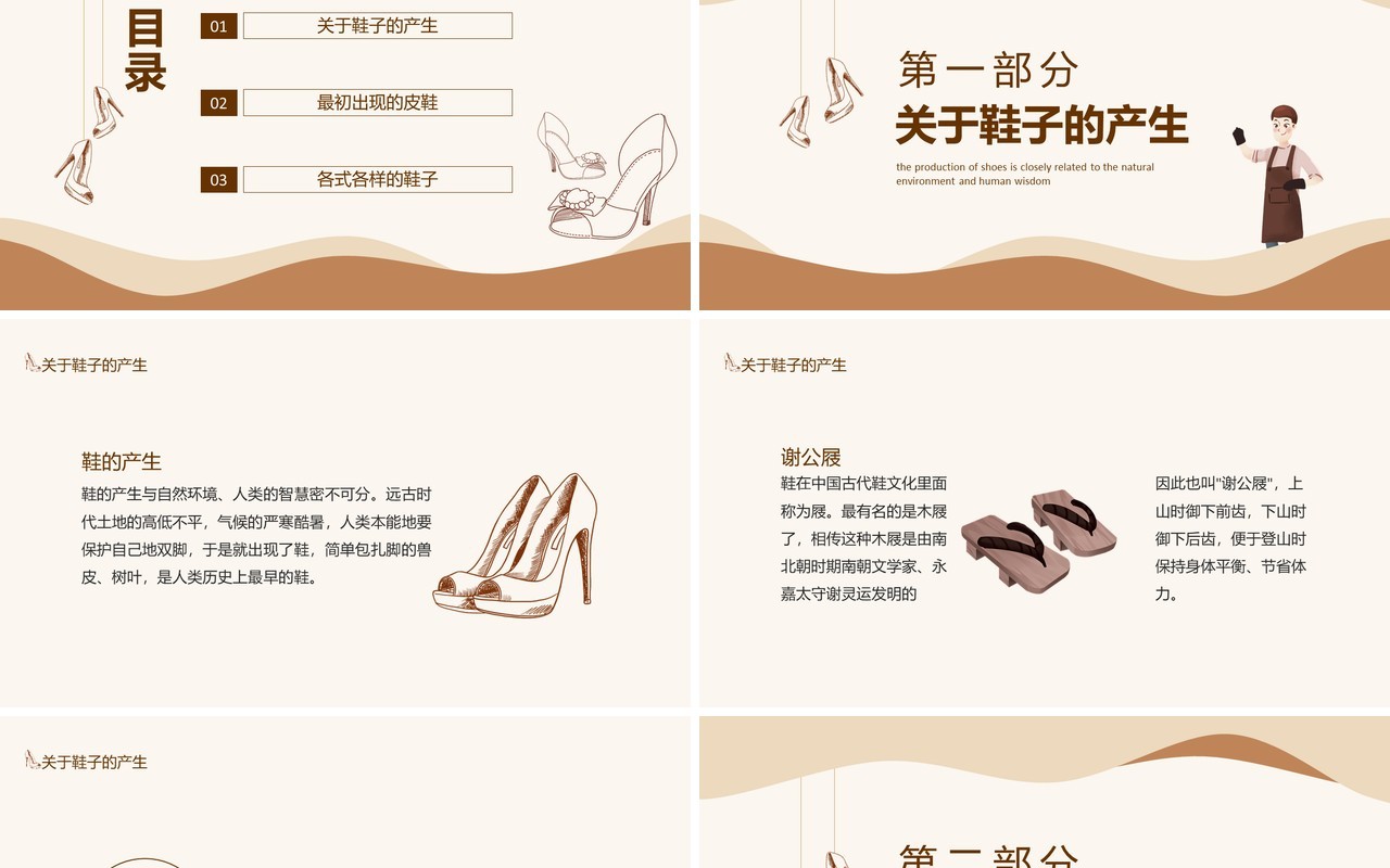 鞋子的起源鞋的产生与自然环境人类的智慧密不可分动态PPT模板