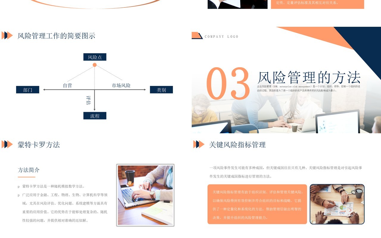 蓝橙简约风企业风险管理PPT模板