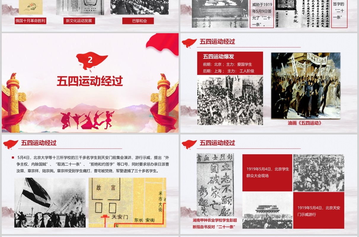 纪念五四运动100周年五四青年主题PPT模板党政党课