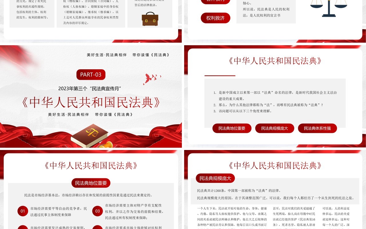 红色简约风典亮美好生活PPT模板