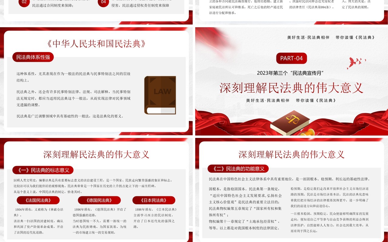 红色简约风典亮美好生活PPT模板