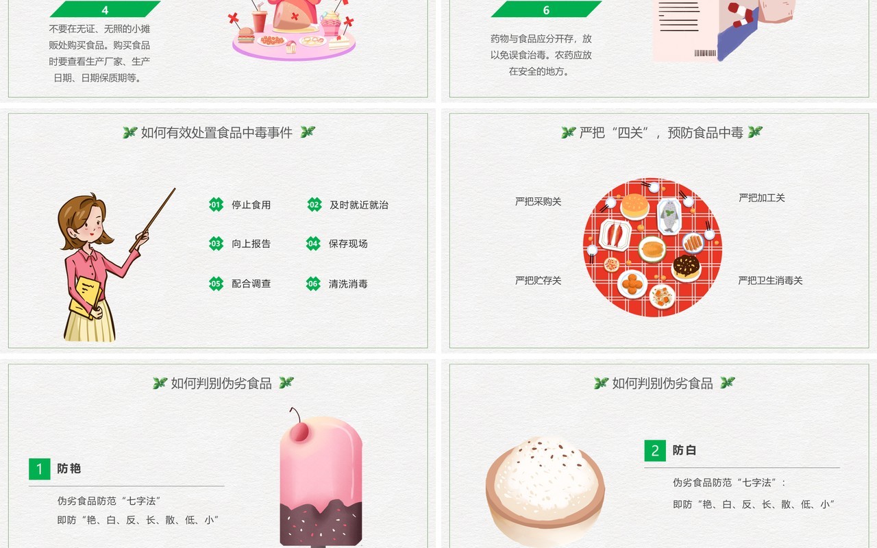 简约风预防食物中毒安全教育主题班会PPT模板