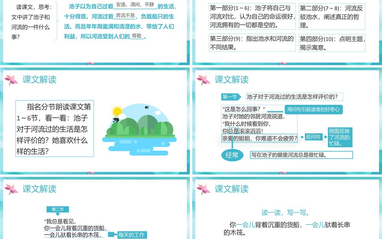 部编版三年级语文下册池子与河流课件PPT模板