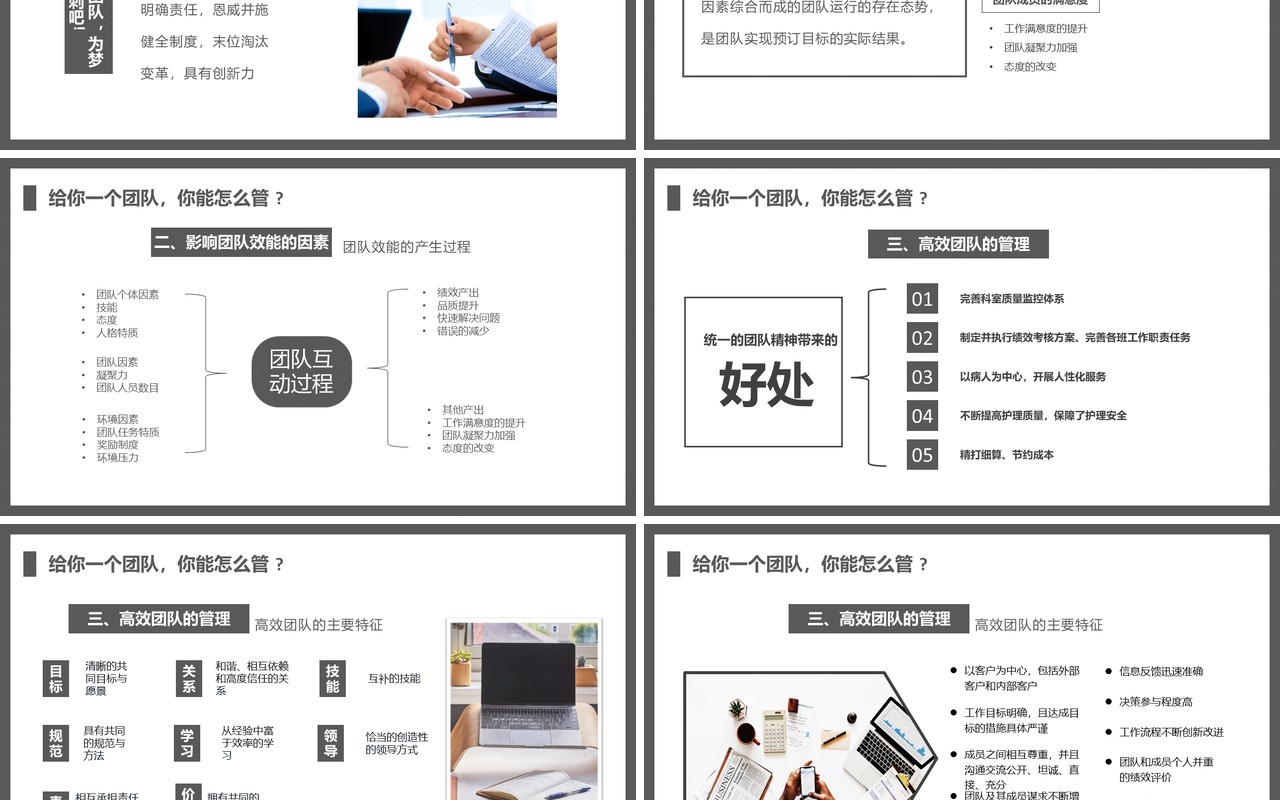 灰色简约风团队管理和领导力修炼PPT模板