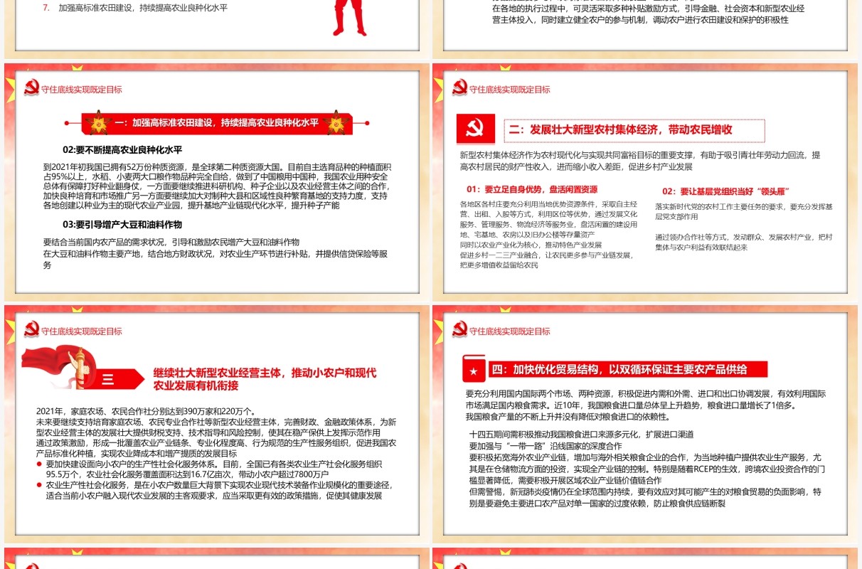 红色党政保障农业农村优先发展PPT模板