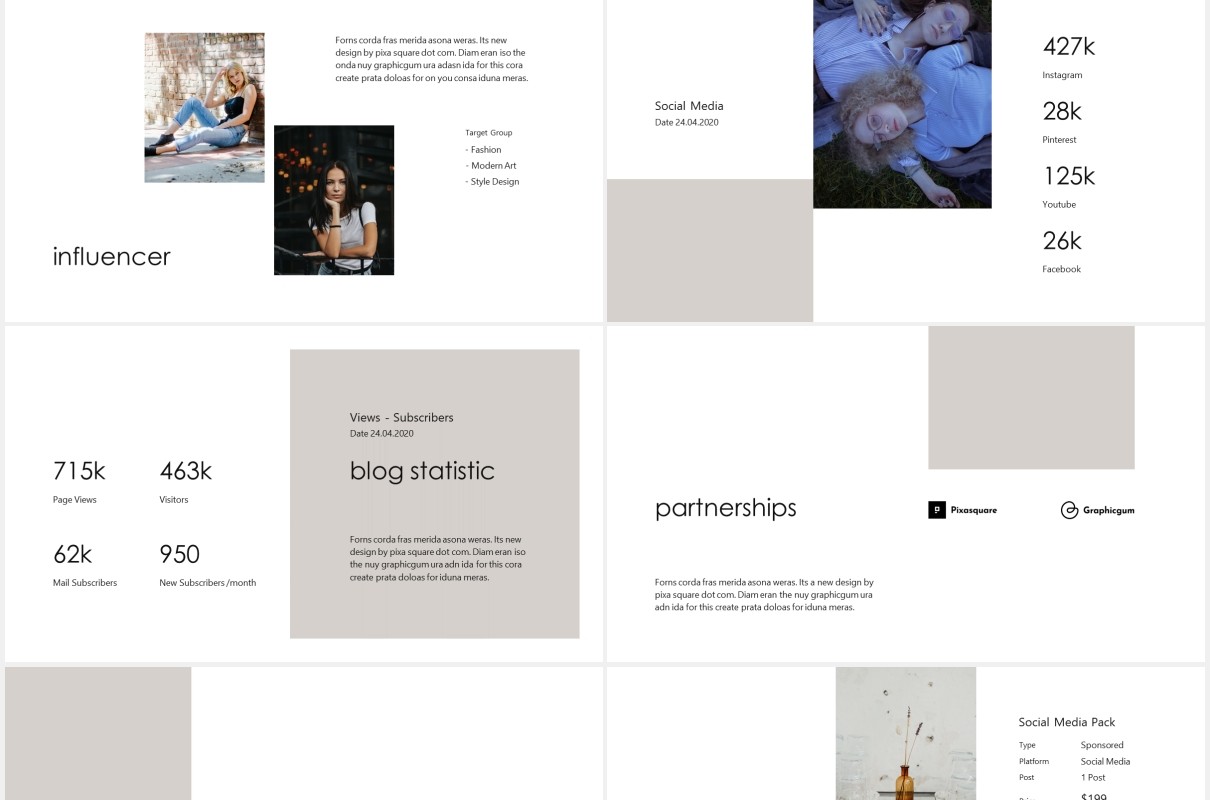 简约简洁图文展示汇报PPT模板KARA - Media Press Kit Powerpoint Template