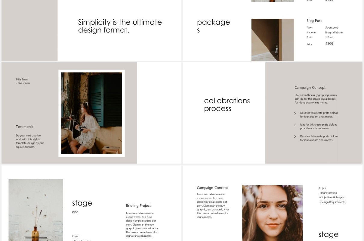 简约简洁图文展示汇报PPT模板KARA - Media Press Kit Powerpoint Template