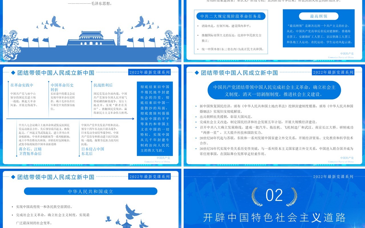 蓝色党政风迎七一重温党史PPT板