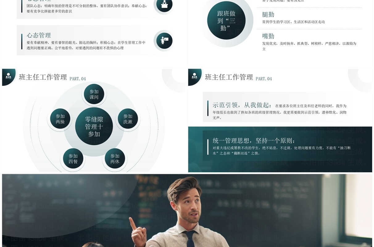 绿色简约风年级组长管理经验交流PPT模板