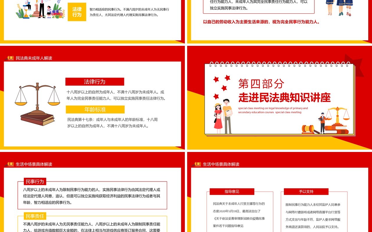 中学生民法典主题班会中小学教育培训班法律知识专题班会动态PPT模板