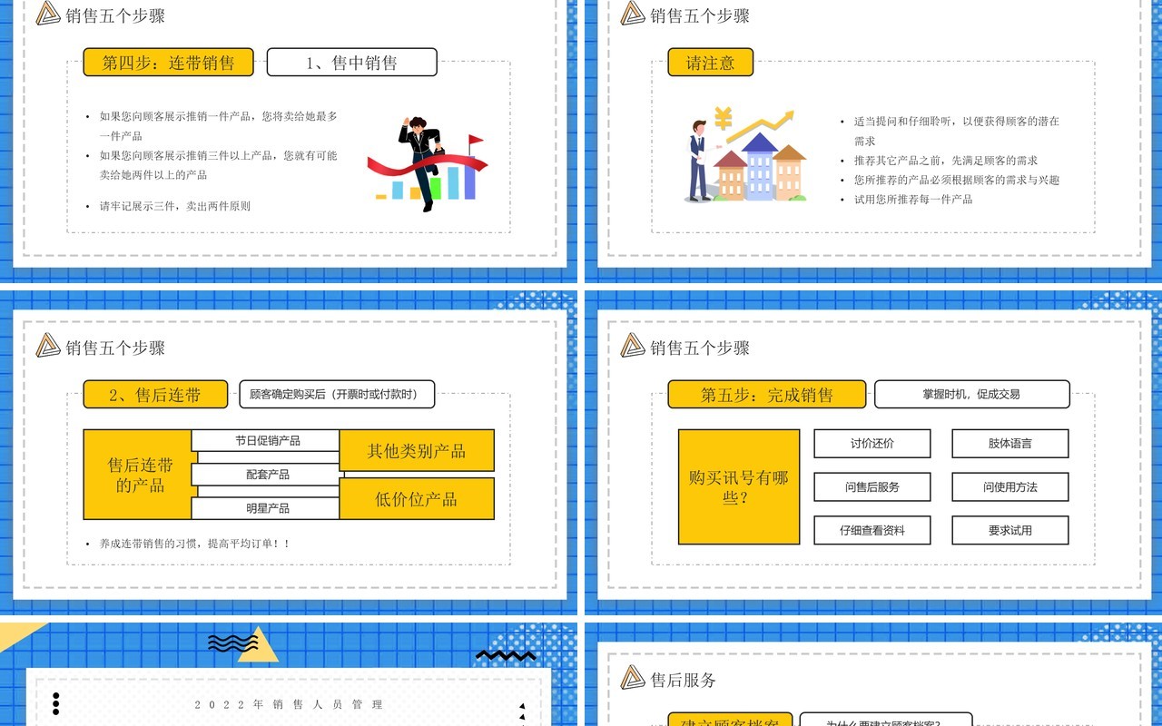 蓝色卡通风销售技巧培训PPT模板