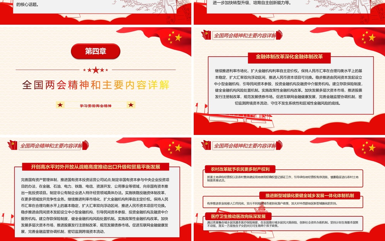 聚焦全国两会学习政府工作报告内容解读PPT模板