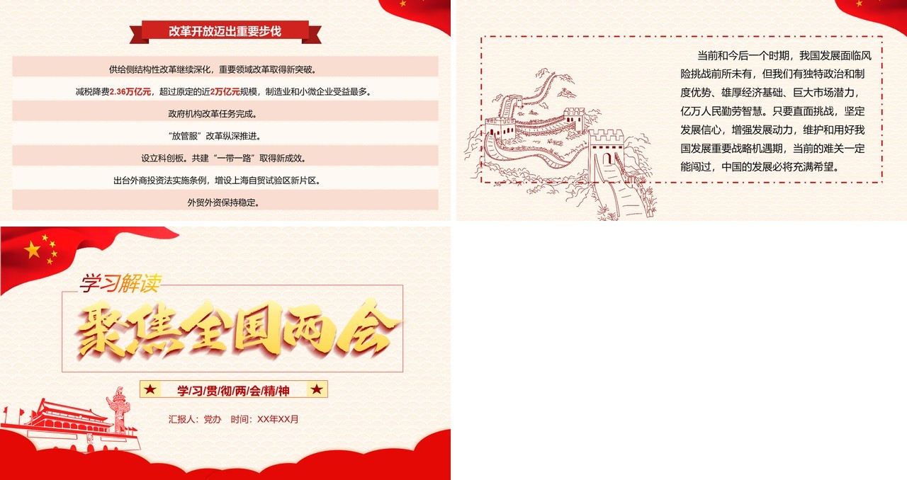 聚焦全国两会学习政府工作报告内容解读PPT模板