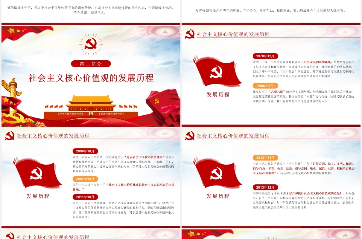 不忘初心学习贯彻社会主义核心价值观党建PPT模板