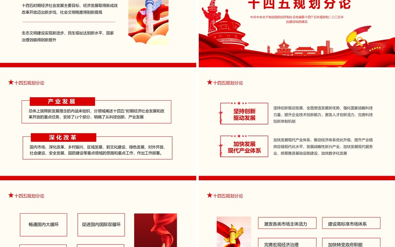 中共中央关于制定国民经济和社会发展第十四个五年规划和二〇三五年远景目标的建议动态PPT模板