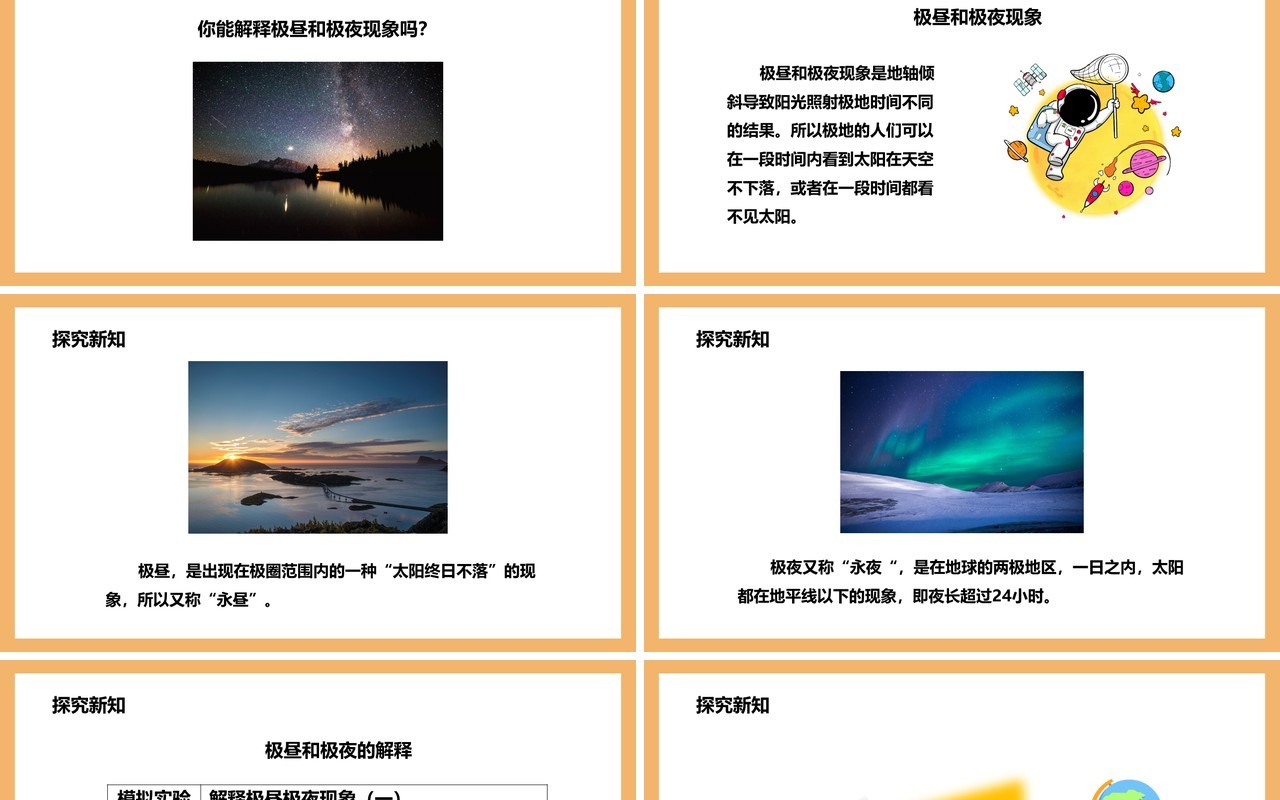 教科版五年级科学下册极昼和极夜的解释课件PPT模板