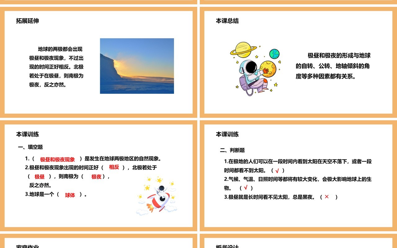 教科版五年级科学下册极昼和极夜的解释课件PPT模板