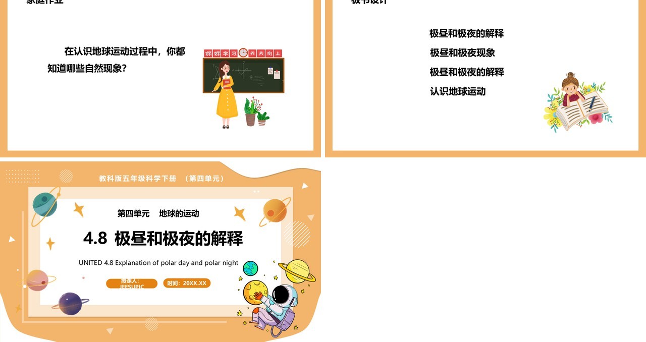 教科版五年级科学下册极昼和极夜的解释课件PPT模板