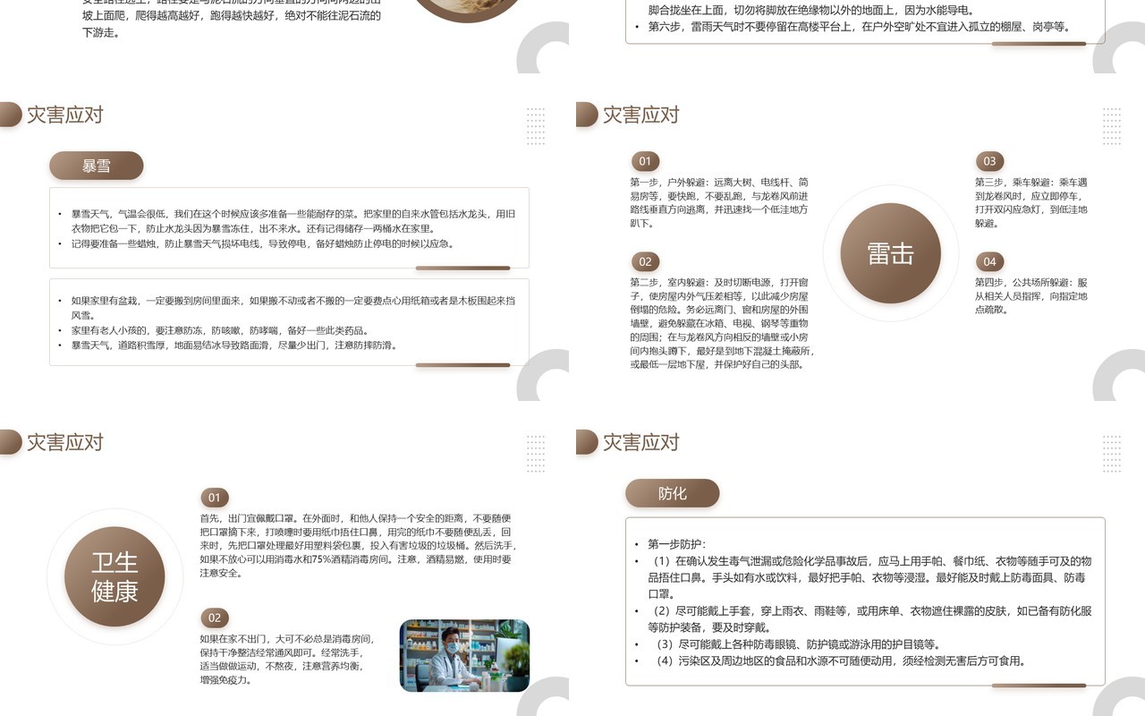 棕色简约风国际减灾日主题介绍PPT模板
