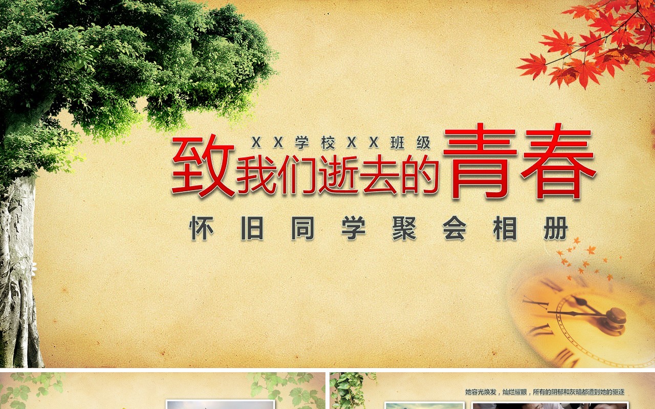 致青春怀旧同学聚会相册PPT模板