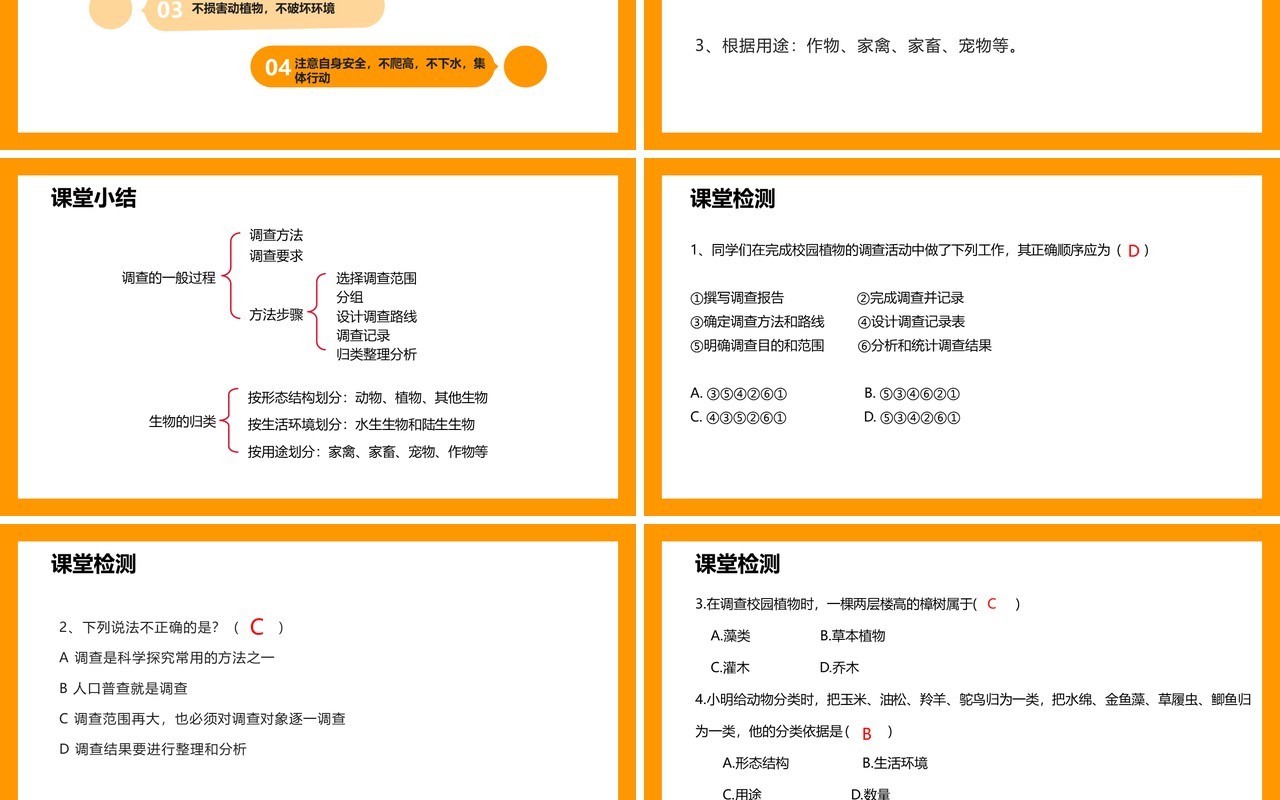 部编版七年级生物上册调查周边环境中的生物PPT模板