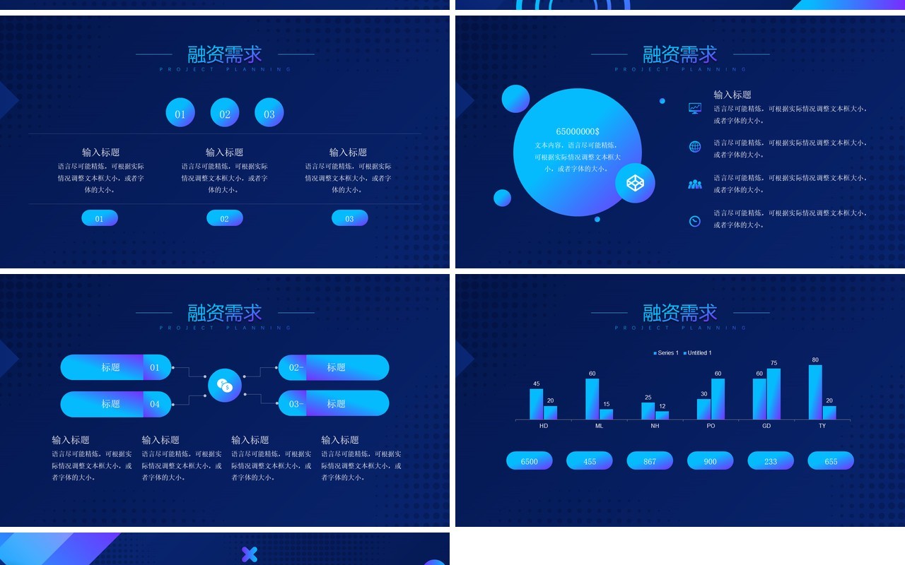 蓝色科技风商业融资项目计划书动态PPT模板