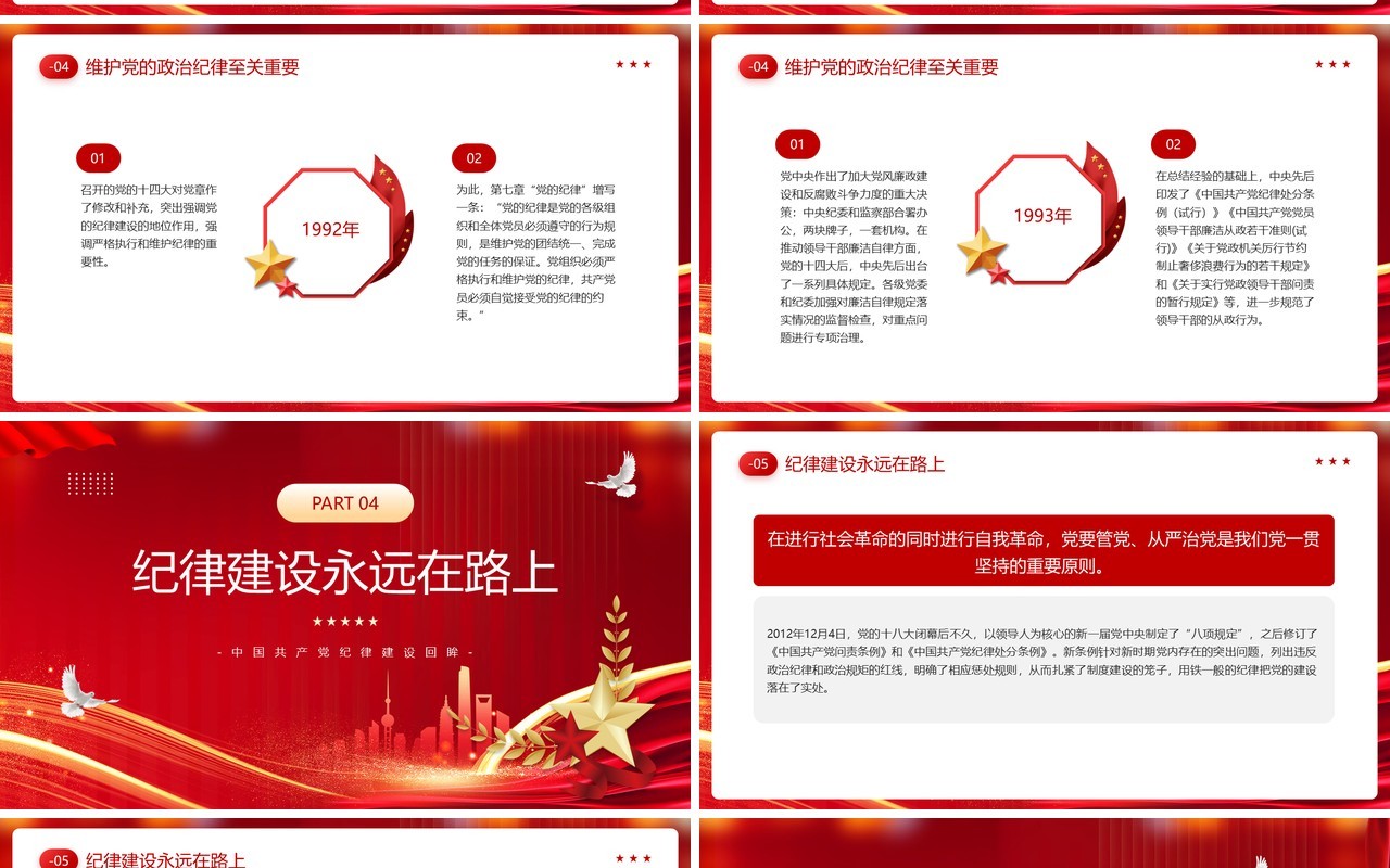 红色党政风加强纪律性革命无不胜PPT模板