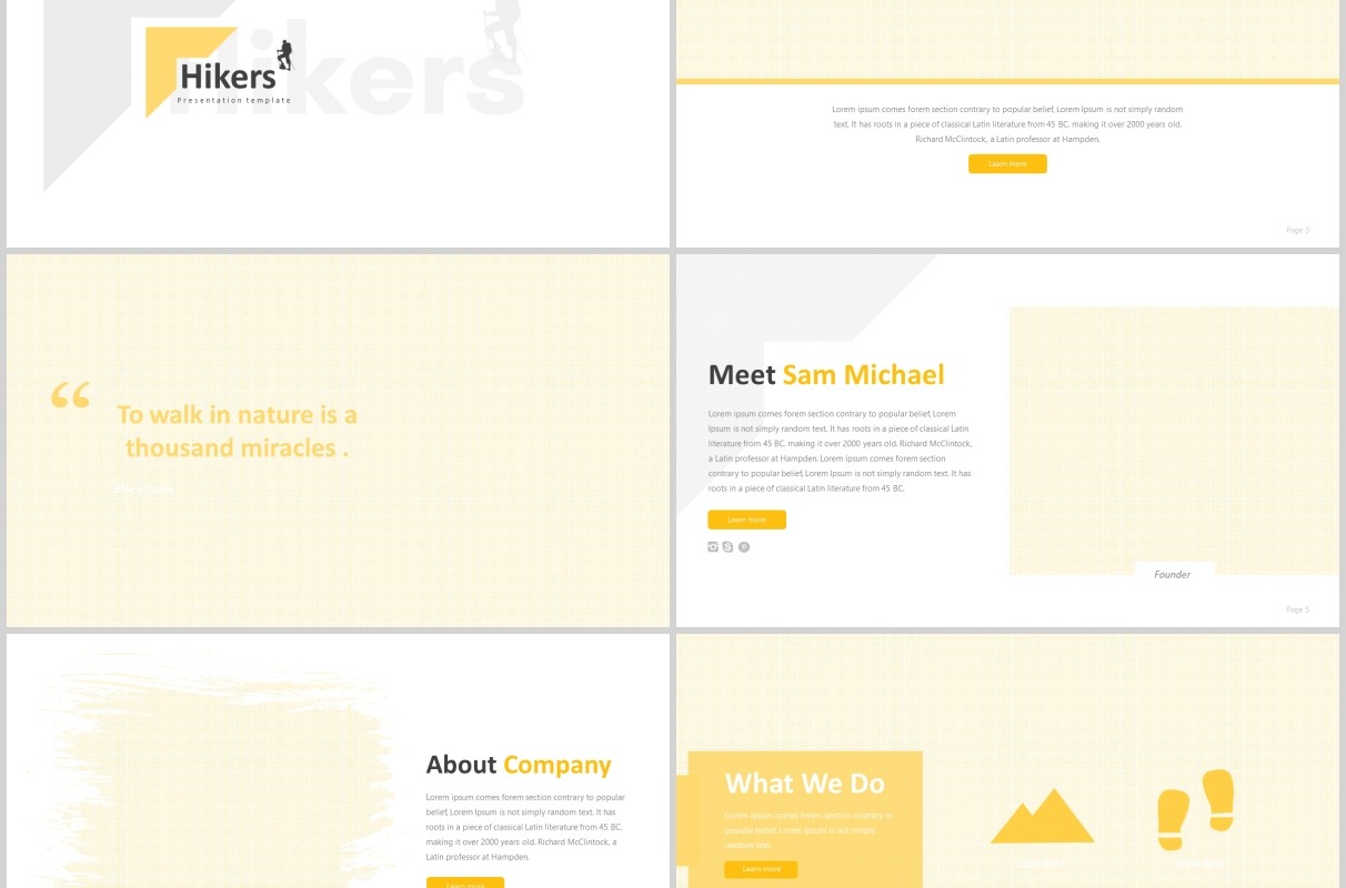 徒步旅行者旅游计划书PPT模板图文排版设计Hikers - Powerpoint Template