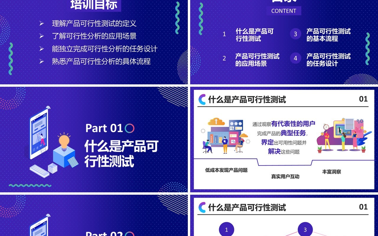 时尚扁平企业如何进行产品可行性测试培训运营管理课件PPT模板