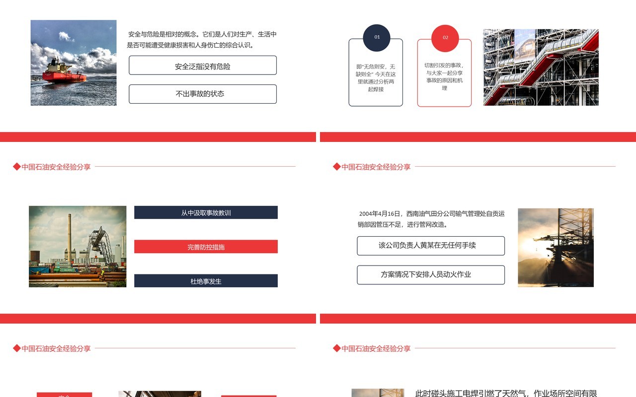 红色简约中国石油安全经验分享动态PPT模板