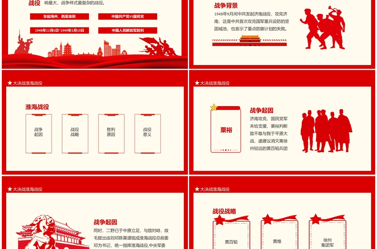 大决战淮海战役牺牲最重歼敌最多影响最大战争样式最复杂的战役动态PPT模板