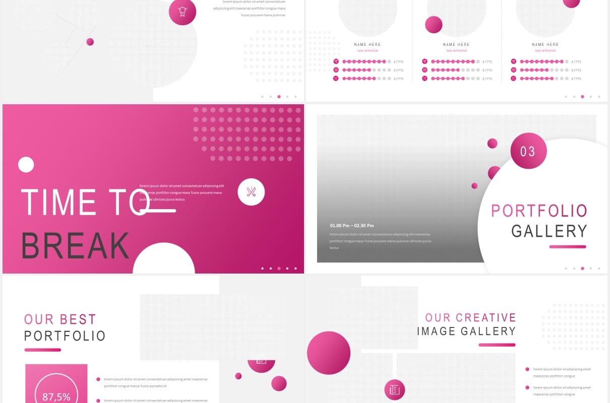 粉色简约公司宣传介绍PPT图片排版设计模板Mattoga - Business Powerpoint Template