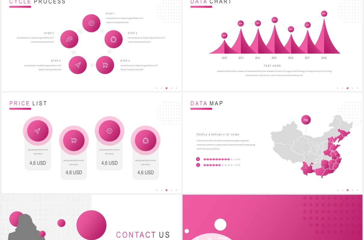 粉色简约公司宣传介绍PPT图片排版设计模板Mattoga - Business Powerpoint Template