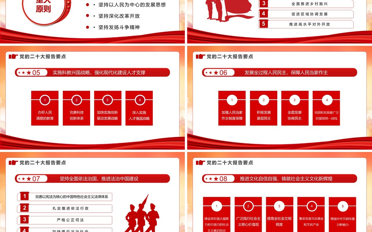 红色党政风二十大报告要点专题党课学习PPT模板