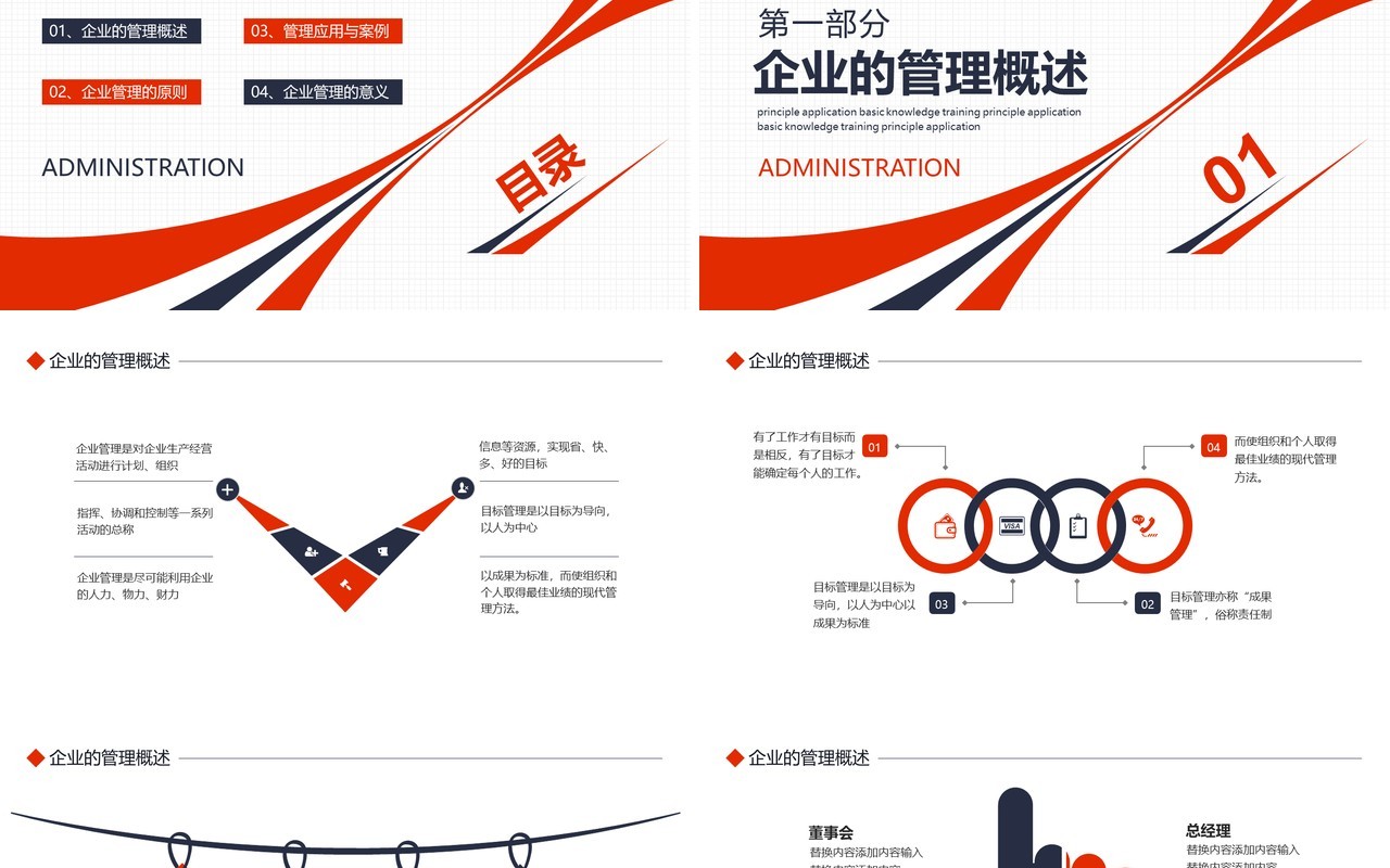 简约红色企业管理原则应用基础知识培训PPT模板