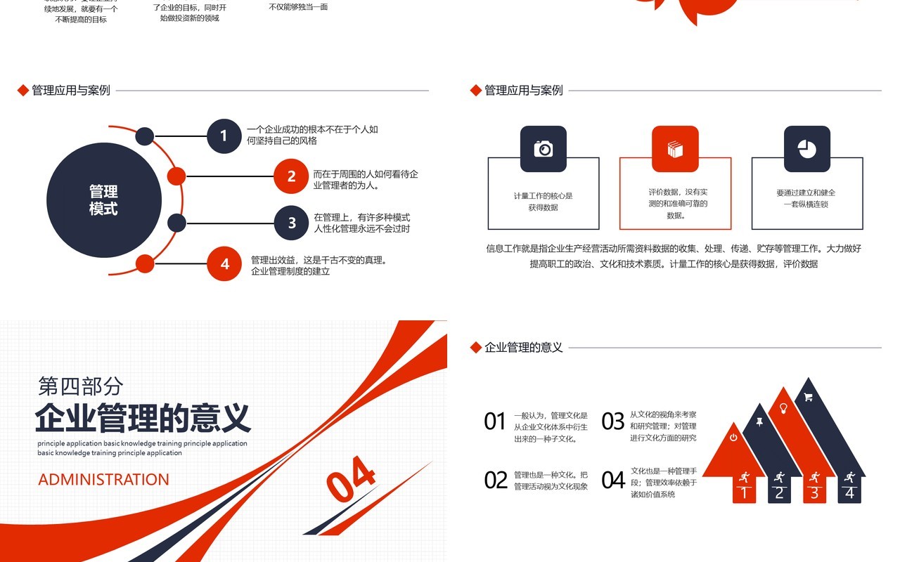 简约红色企业管理原则应用基础知识培训PPT模板